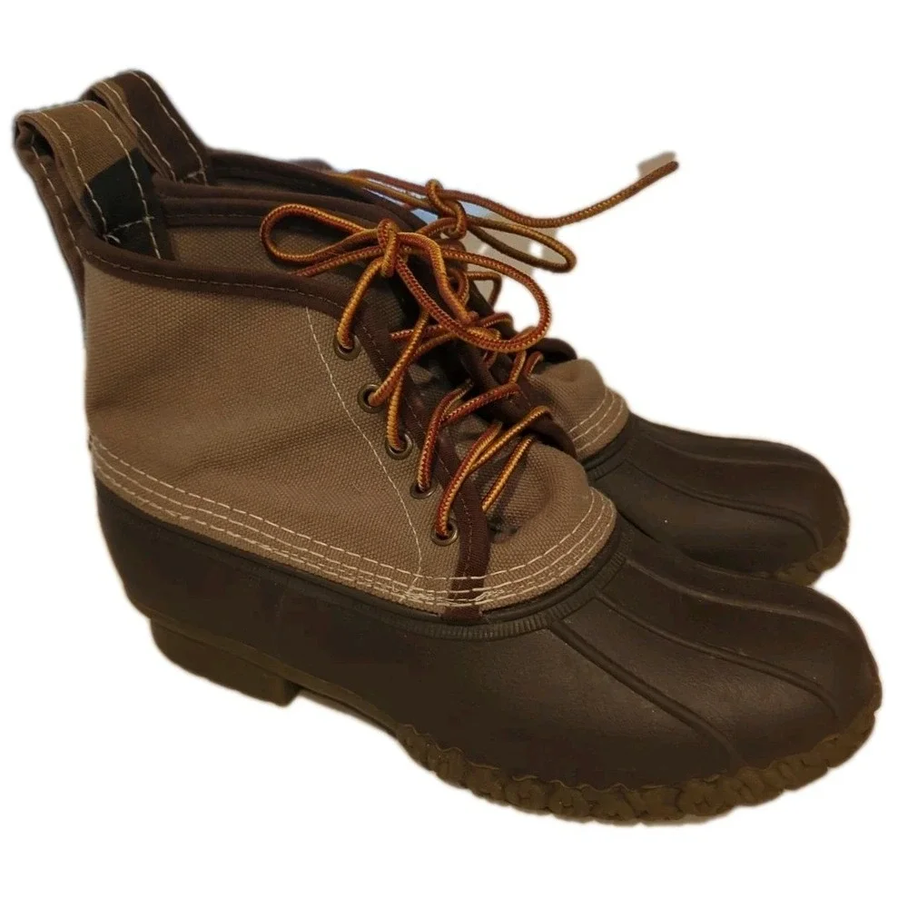 LL Bean Canvas Duck Boots Mens 7.5M Women's 9.5 Tan Camo Classic USA Limited Ed‎